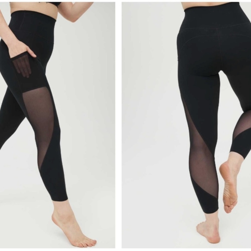 Aerie Offline Black Mesh Leggings x2
